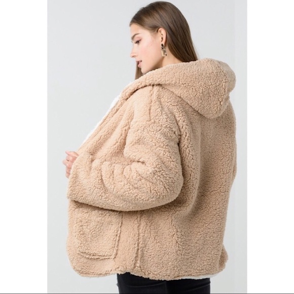 LAST! Reversible Teddy Faux Fur  Fleece Jacket - Picture 5 of 6